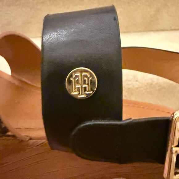 Tommy Hilfiger Eanda Platform Sandals Black Snakeskin Cognac Size 8 - Picture 6 of 9